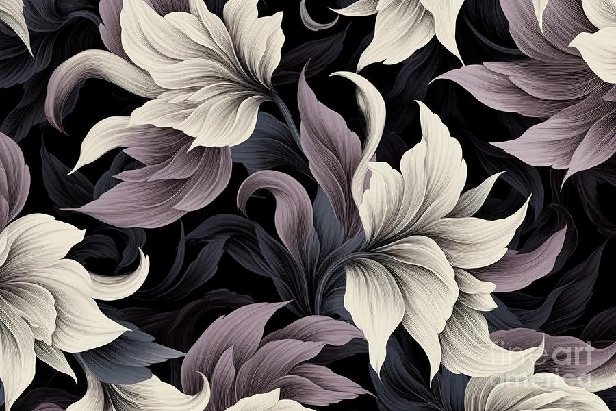 Design of a retro monochrome floral background.Ai generated Photograph by Joaquin Corbalan