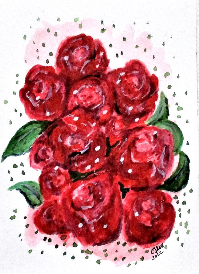 Designer Roses No4. Painting by Clyde J Kell