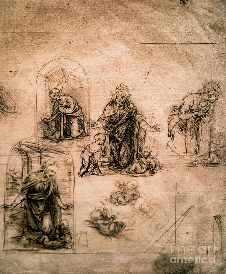 Designs for Altarpieces of the Virgin Mary by Leonardo da Vinci  Drawing by Leonardo da Vinci