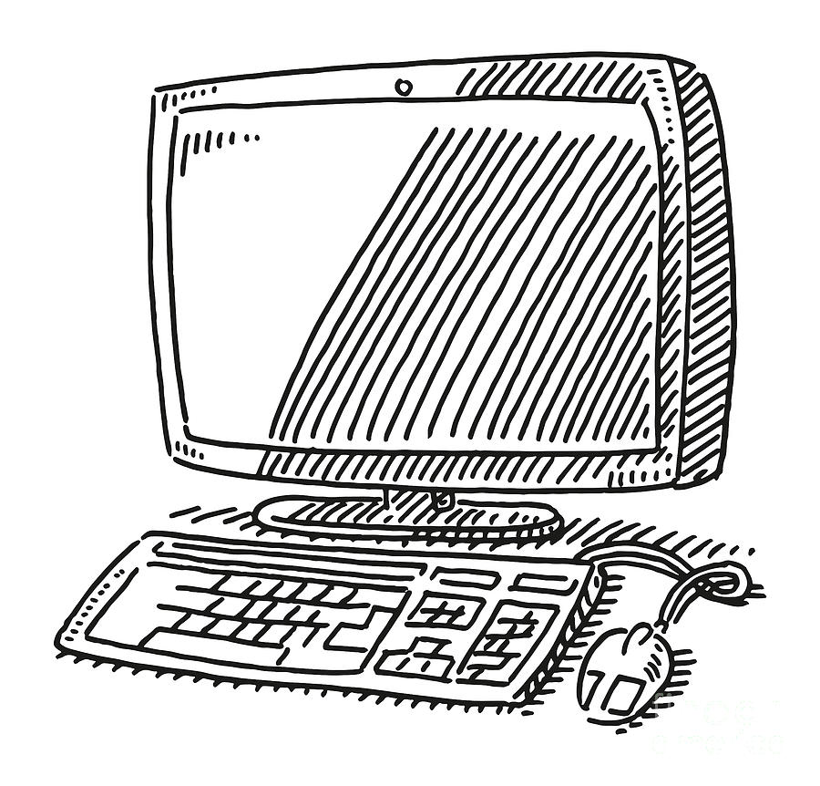 Desktop Computer Drawing Drawing by Frank Ramspott Fine Art America