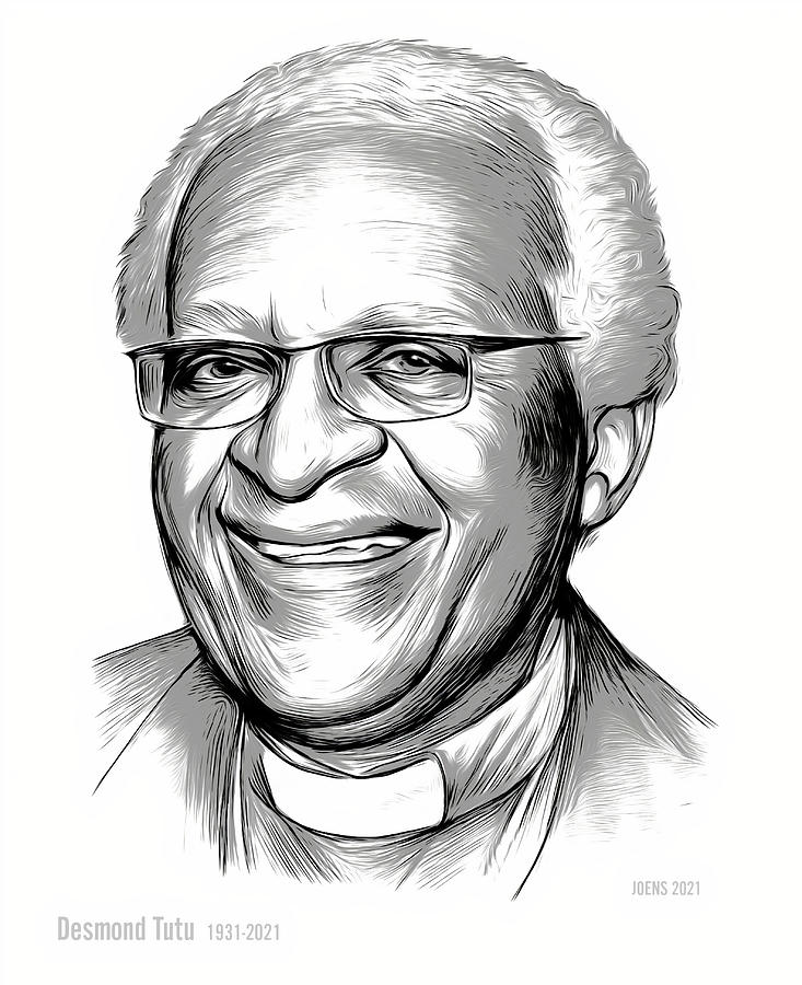 Desmond Tutu Drawing - Desmond Tutu by Greg Joens