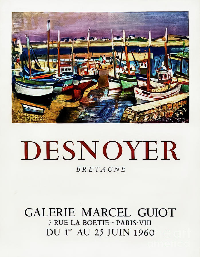 Desnoyer Bretagne Art Exhibition Poster Paris 1960 Drawing by M G Whittingham