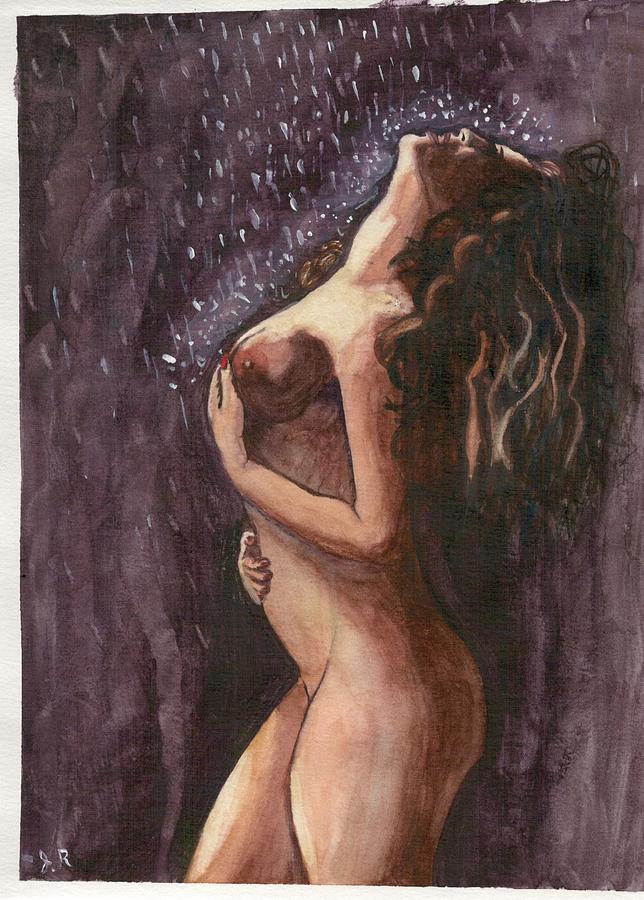 Desnuda En La Lluvia Naked In The Rain Painting By J Rodriguez