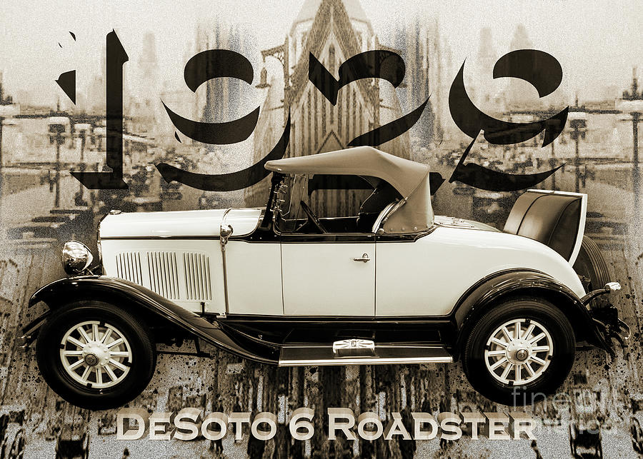 Desoto 6 Roadster - Black And White Digital Art by Anthony Ellis