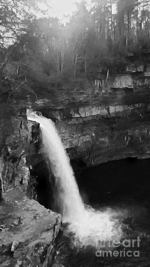 Desoto Falls Black And White Level Three Photograph by Rachel Hannah