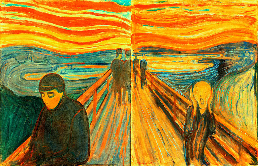 Despair and Scream by Edvard Munch - collage Digital Art by Nicko Prints