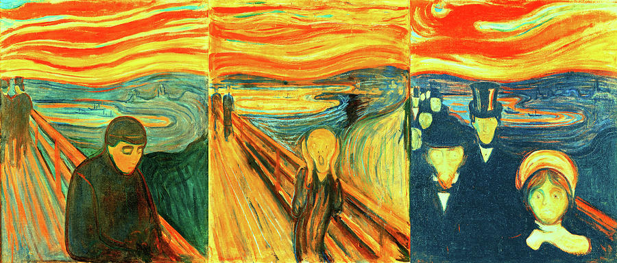 Despair, Scream and Anxiety by Edvard Munch - collage  Digital Art by Nicko Prints