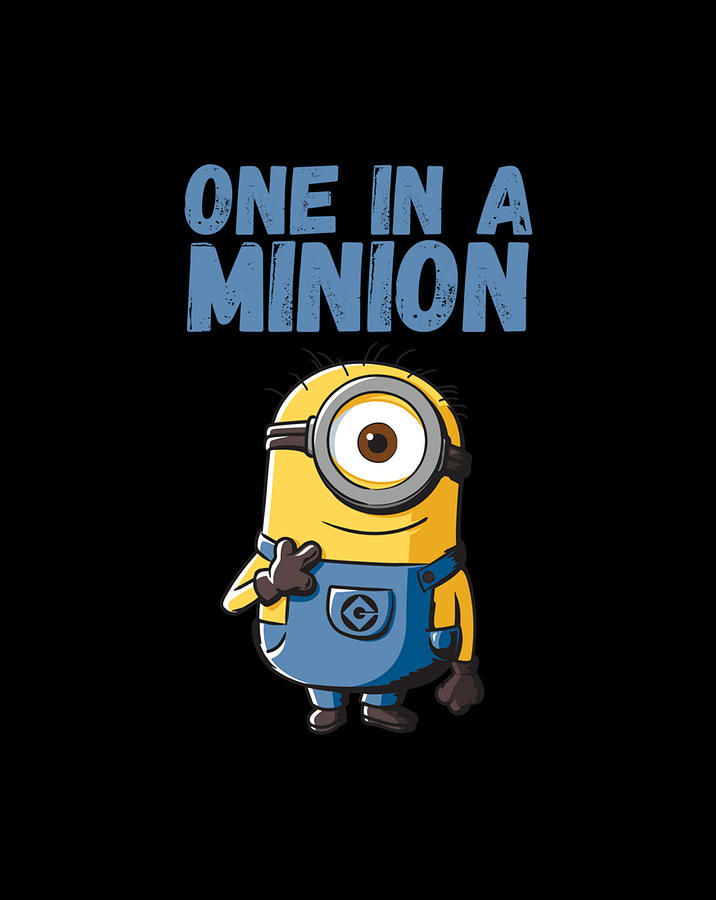 Despicable Me Minions One In A Minion Blue Text Portrait Digital Art by ...