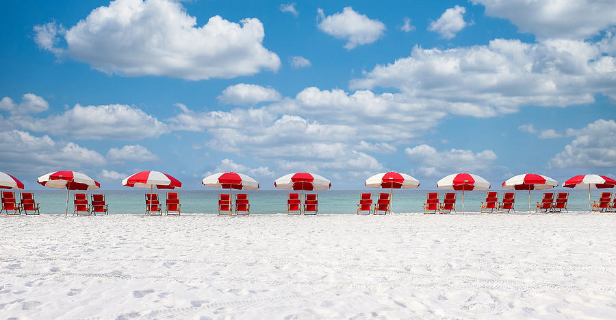 Destin, Florida Red Beach Umbrellas Photograph by Robert Bellomy