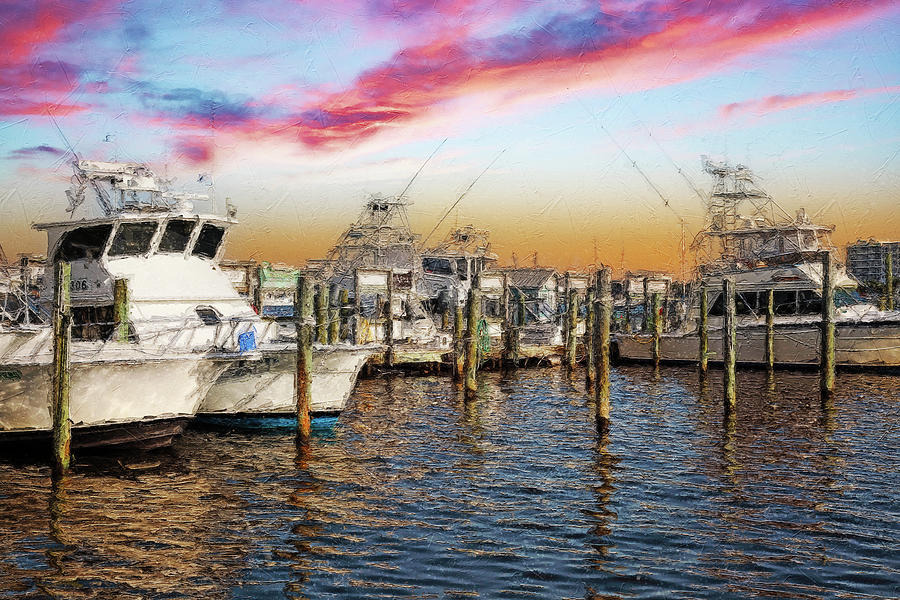Destin Harbor Sunrise Boats Painting Painting by Dan Sproul