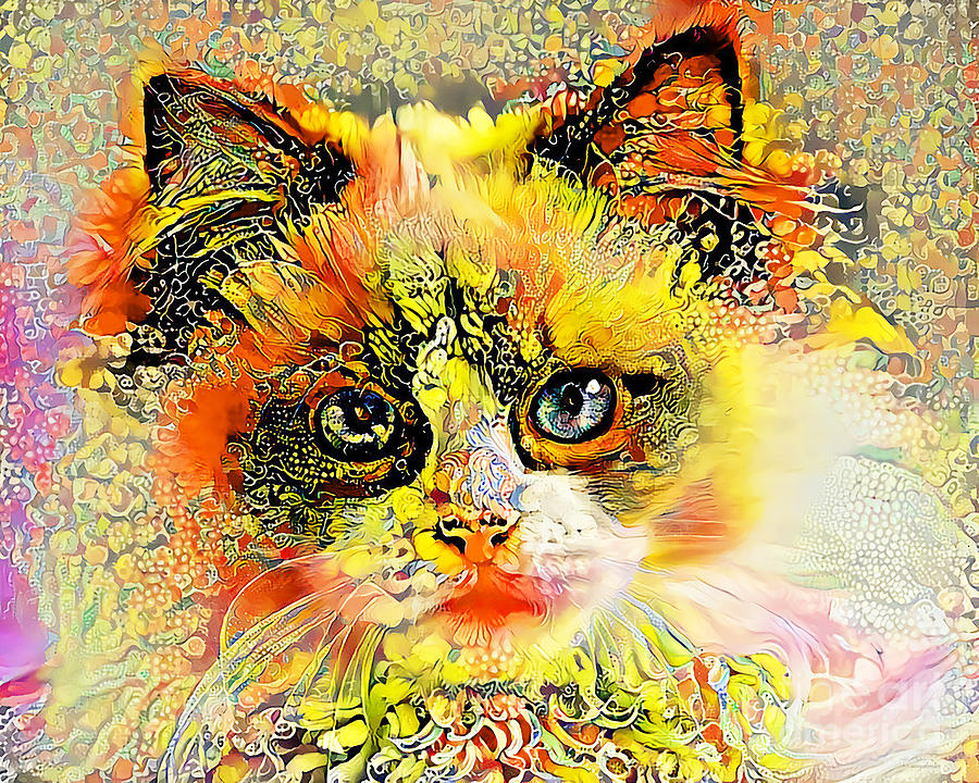 Destiny The Flower Child Cat in Contemporary Vibrant Colors 20201001 v2 Photograph by Wingsdomain Art and Photography