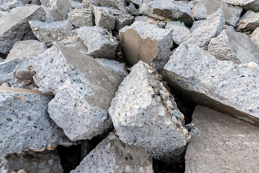 Destroyed concrete blocks. Full frame, close-up Photograph by Xuanyu Han