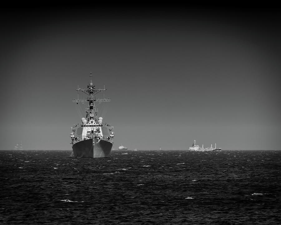Destroyer in the Bay Photograph by Bill Chizek