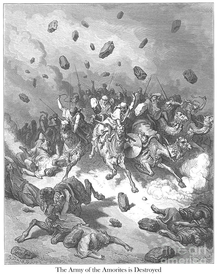 Destruction of the Army of the Amorites by Gustave Dore v1 Drawing by Historic illustrations