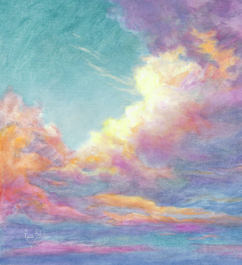 Sunset Painting - Detail - Casco Bay by Lucie Bilodeau