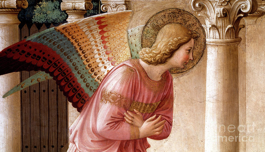 Detail from The Annunciation showing Archangel Gabriel Painting by Fra Angelico