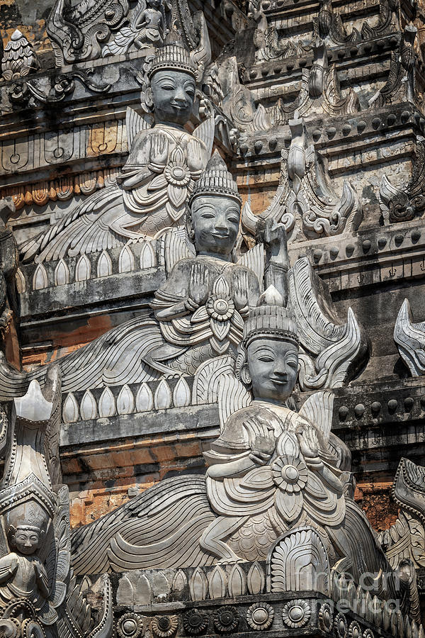 Detail of a pagoda in Myanmar Photograph by Delphimages Photo Creations