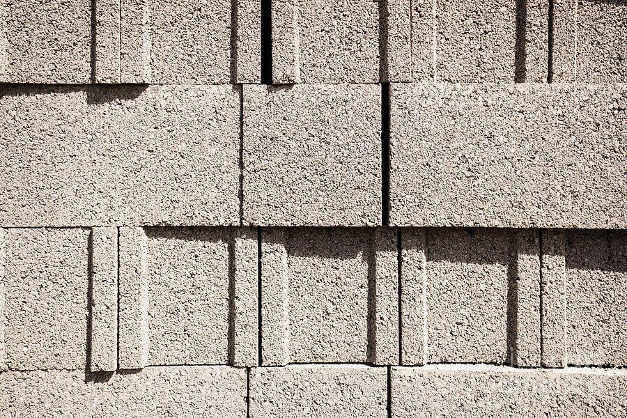 Detail Of A Wall Of Cement Ballut Blocks, Construction Material. Photograph