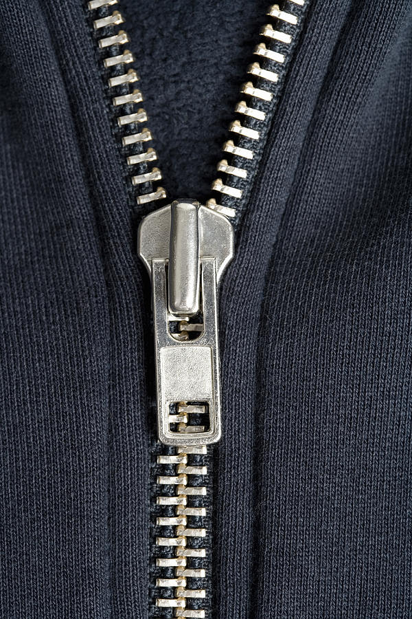 Detail of a zipper on a sweatshirt Photograph by Halfdark