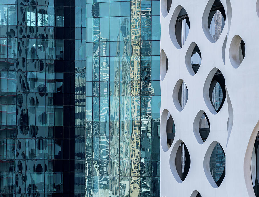Detail of different designs on apartments in Business Bay Dubai Photograph by Steven Heap
