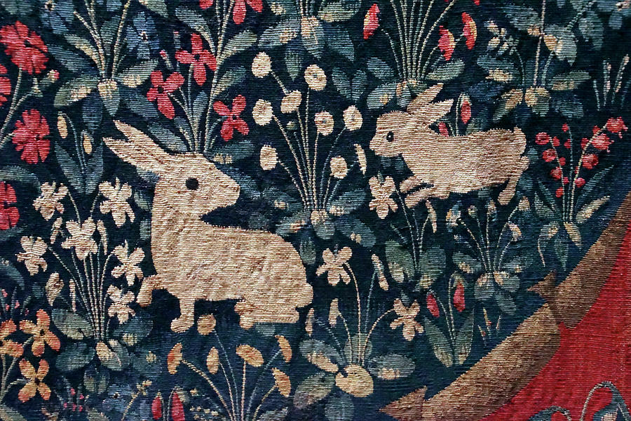 Detail of rabbits on unicorn tapestry  Photograph by Steve Estvanik