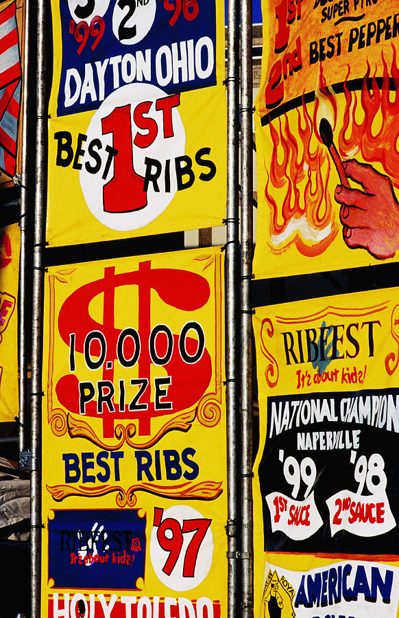 Detail of rib stall signs at Jazz & Rib Festival, Columbus, United States of America Photograph by Richard  IAnson