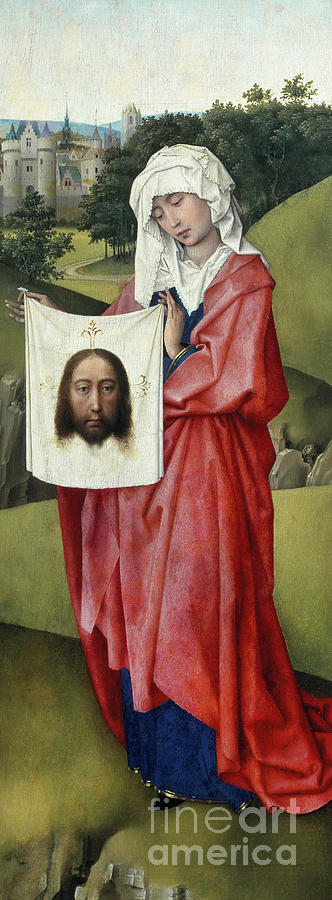 Detail of St Veronica, Crucifixion Triptych Painting by Rogier van der Weyden