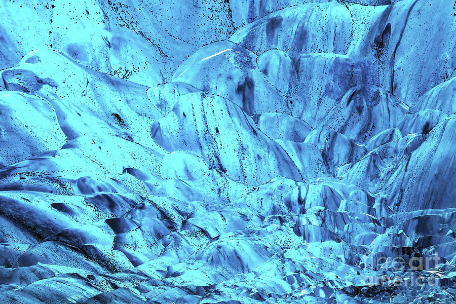 Detail of the blue glacial ice in an ice cave in the Vatnajokull glacier, the largest glacier in Iceland. Photograph by Jane Rix