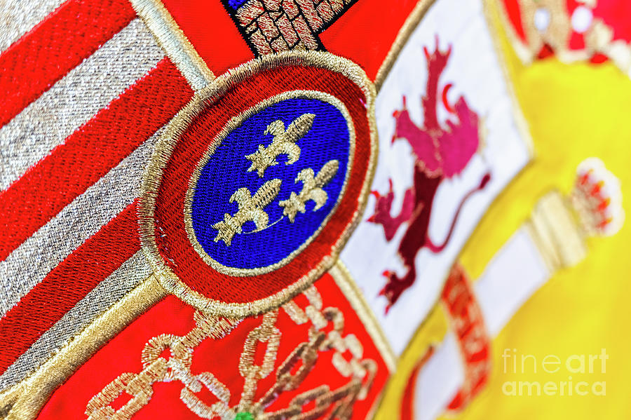 Detail of the historical shield of the national flag of Spain. Photograph by Joaquin Corbalan