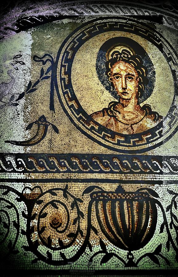 Detail Of The Venus And Gladiator Mosaic In The Roman Villa At Bignor Photograph