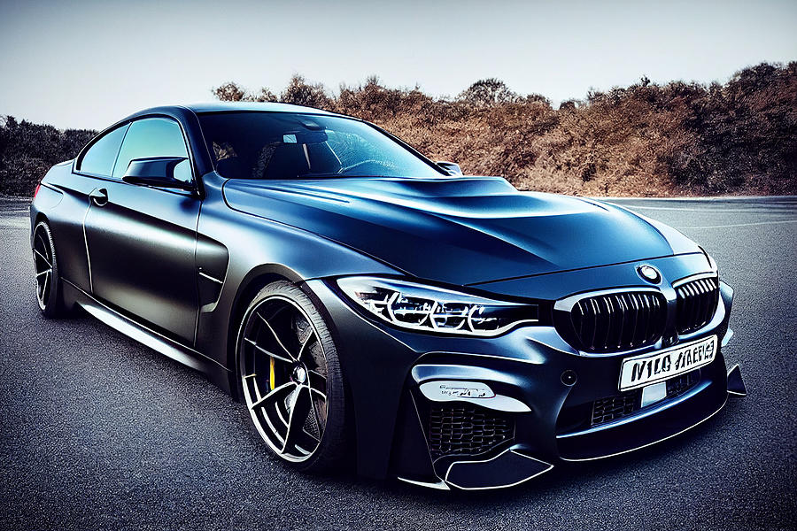 Detailed And Realistic Color Photograph Of A Black 2022 Bmw G80 M4 Soft ...