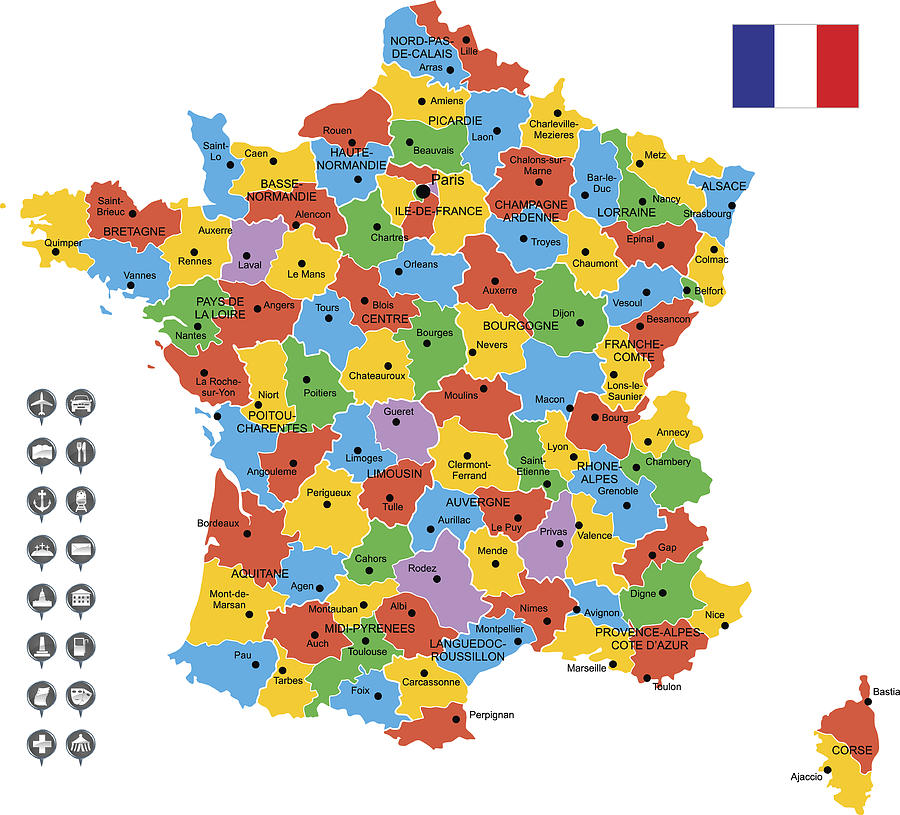 Detailed Vector Map of France Drawing by Poligrafistka