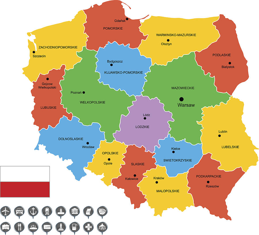 Detailed Vector Map of Poland Drawing by Poligrafistka