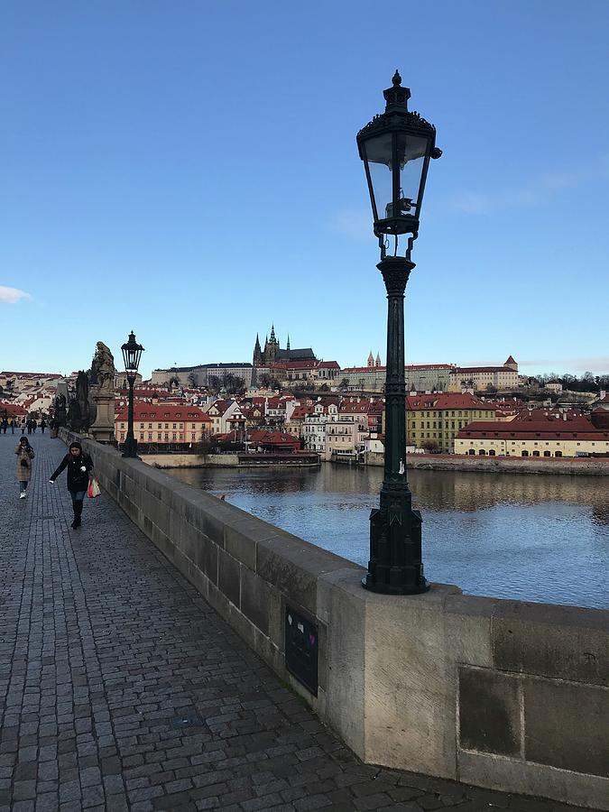 Detailed View of a Street Lamp with the Prague Castle on Background Photograph by Jan Dolezal