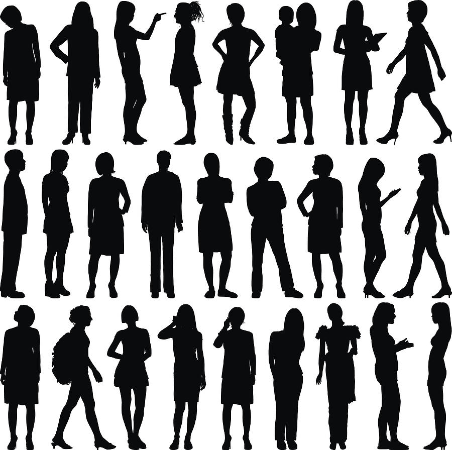 Detailed Women Silhouettes Drawing by Leontura