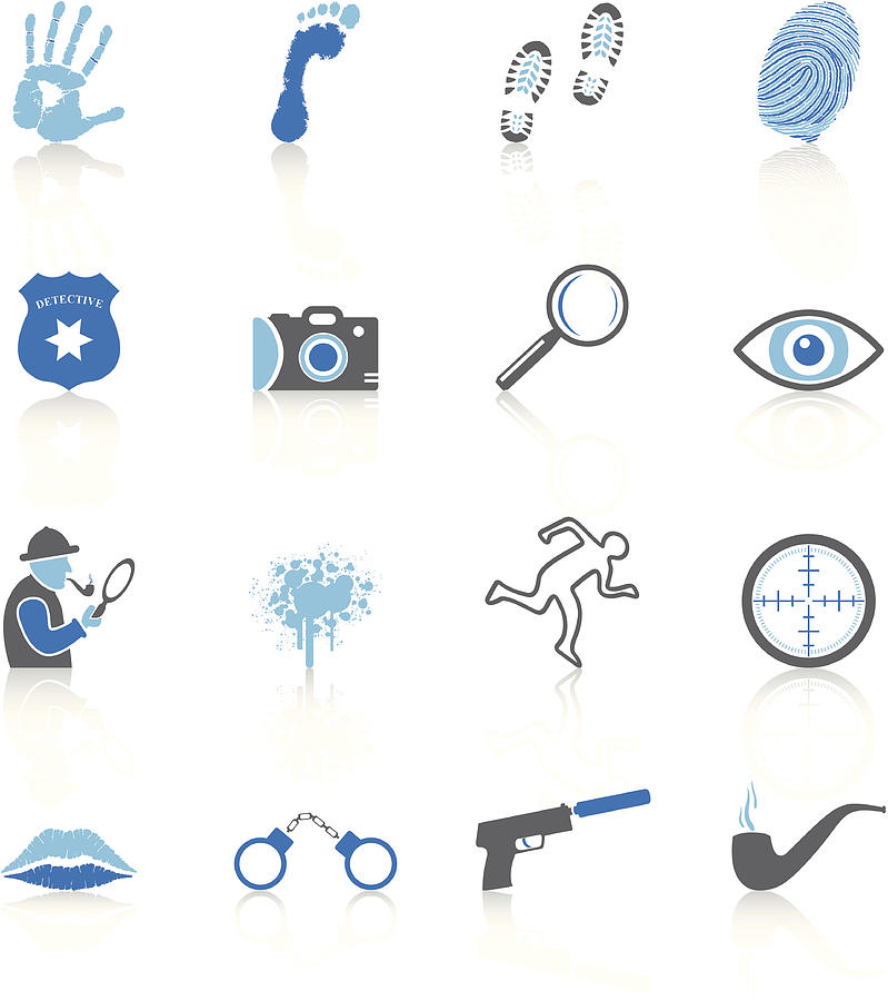 Detective Icons - Blue Series Drawing by Marlanu