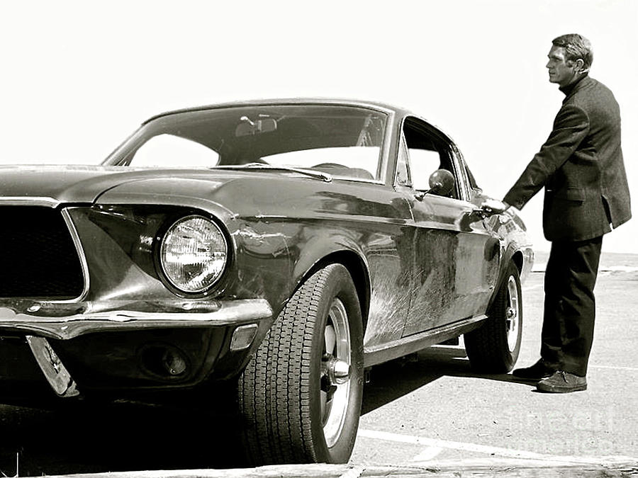  El teniente detective Frank Bullitt, Steve McQueen, 1968 Ford Mustang GT 390 Mixed Media por Thomas Pollart - Pixels