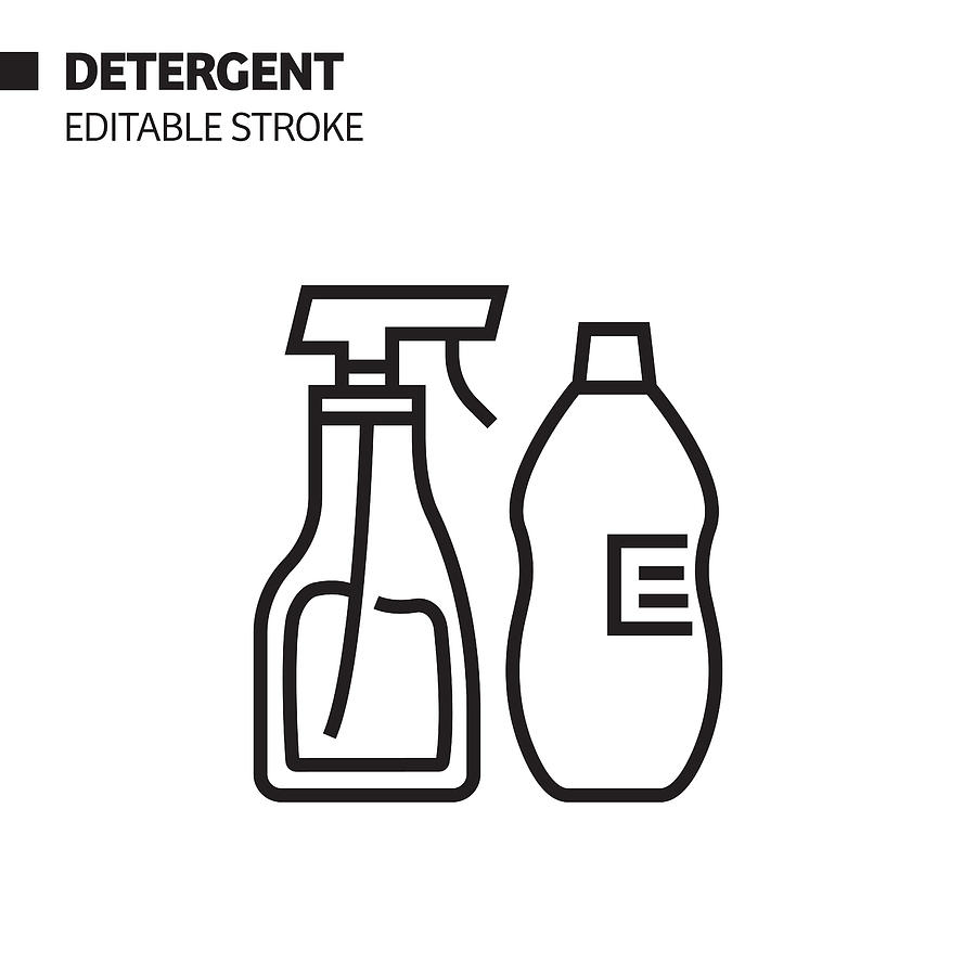 Detergent Line Icon, Outline Vector Symbol Illustration. Pixel Perfect, Editable Stroke. Drawing by Designer