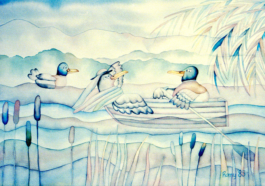Duck Painting - Detmars Ducks I by Romy Muirhead