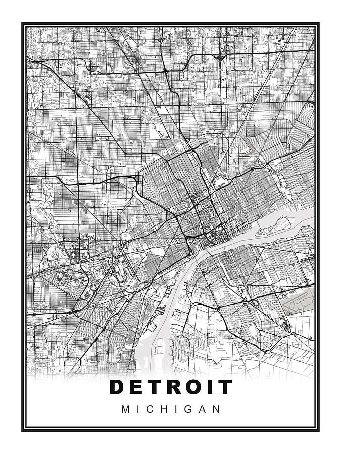 Detroit Map Digital Art by Ipsita Das - Fine Art America