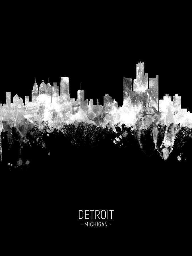 Detroit Michigan Skyline #41 Digital Art by Michael Tompsett