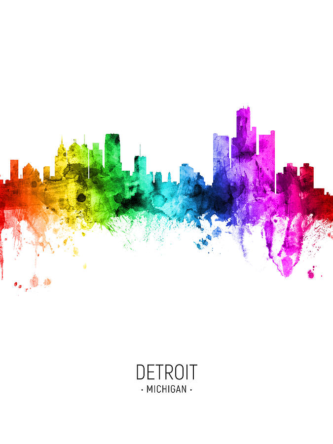Detroit Michigan Skyline #70 Digital Art by Michael Tompsett