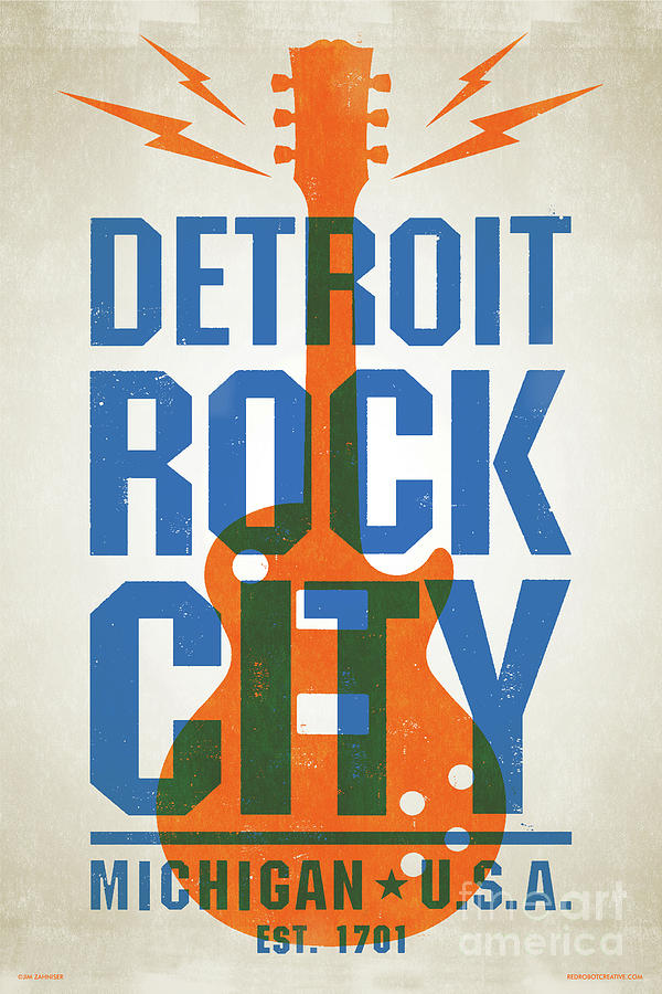 Detroit Pistons Digital Art - Detroit Rock City Poster by Jim Zahniser