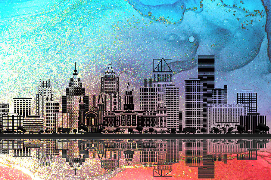 Detroit Skyline 01 Painting by Miki De Goodaboom