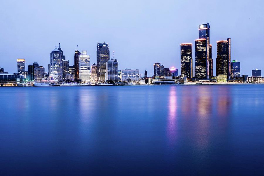Detroit Skyline from Windsor, Ontario Canada Photograph by Kimberly P Mitchell