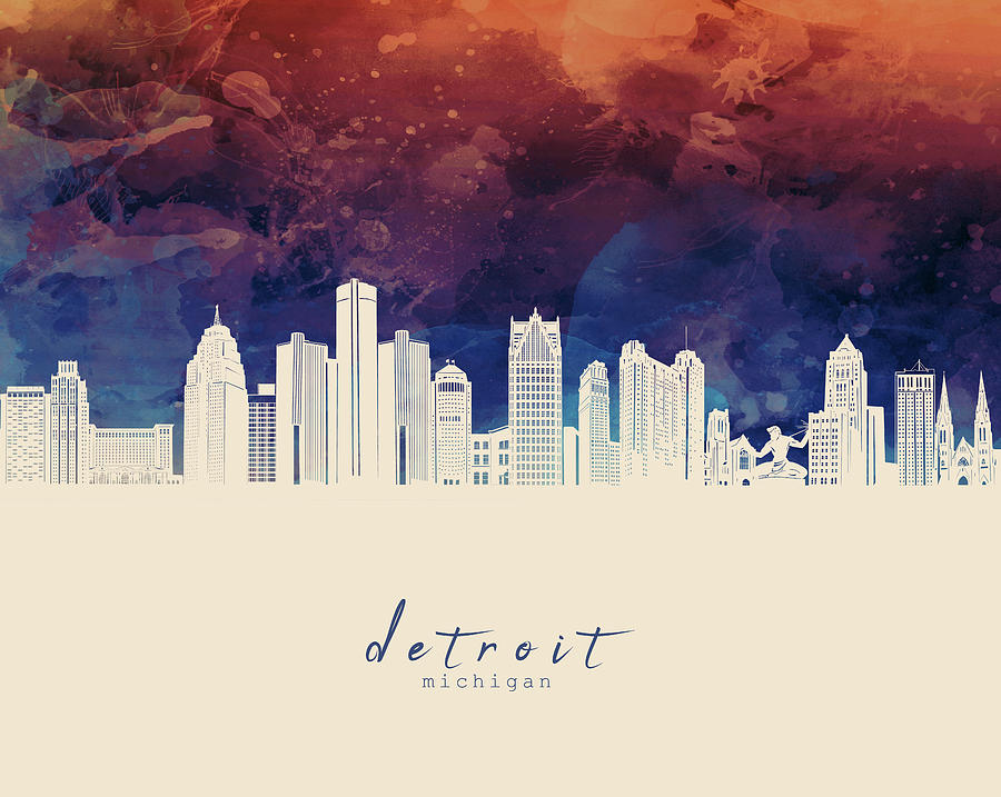 Detroit Skyline Panorama 3 Digital Art
