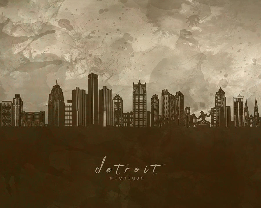 Detroit Skyline Panorama 4 Digital Art