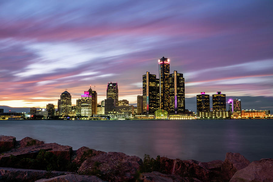 Landmark Photograph - Detroit Sunset by Brad Whitford