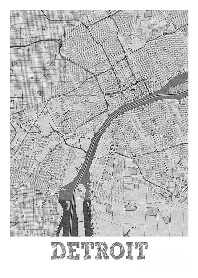 Detroit - United States Pencil City Map Digital Art by Tien Stencil ...