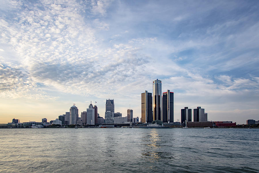 Detroits skyline - Daytime - across the Detroit River Photograph by Photo by Mike Kline (notkalvin)